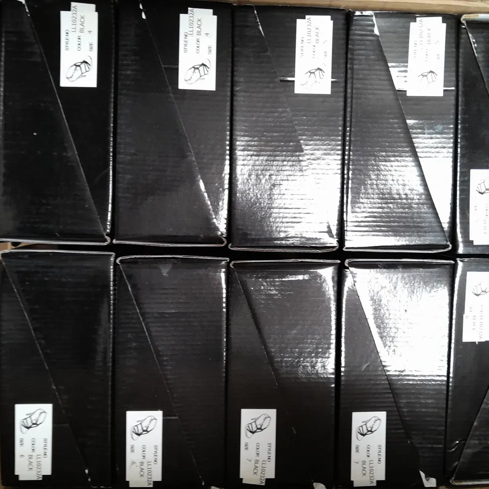 BOX OF APPROXIMATELY 12 ASSORTED PAIRS OF GEMZ LONDON OPEN TOE STRAPPY HEELED SANDALS IN VARIOUS SIZES