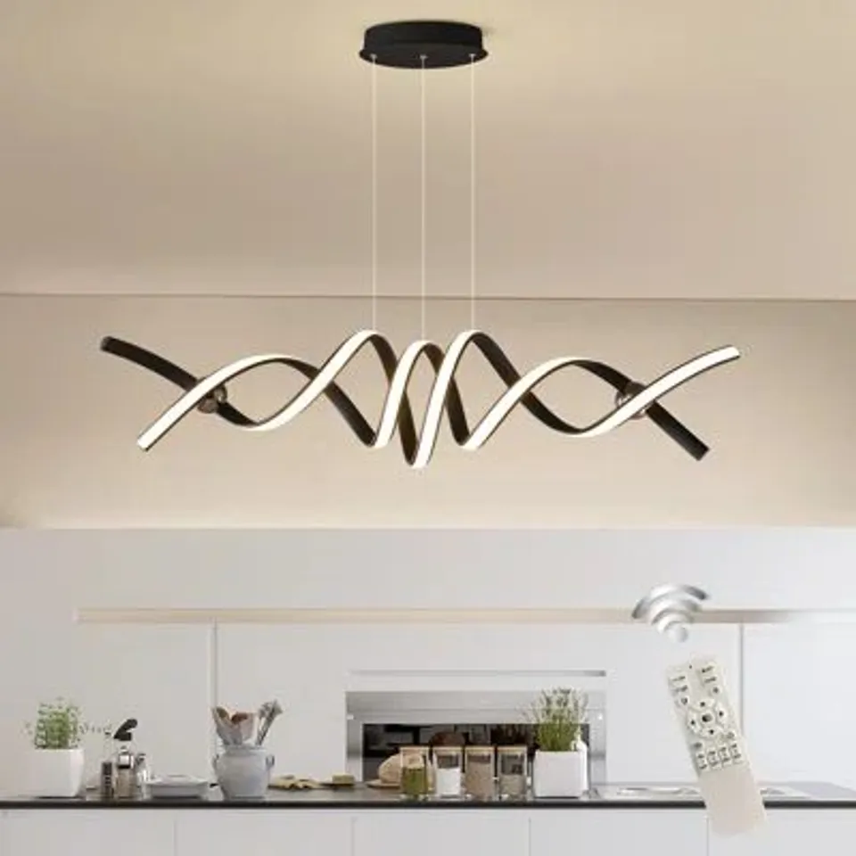 BOXED 2-LIGHT BLACK LED KITCHEN ISLAND PENDANT 