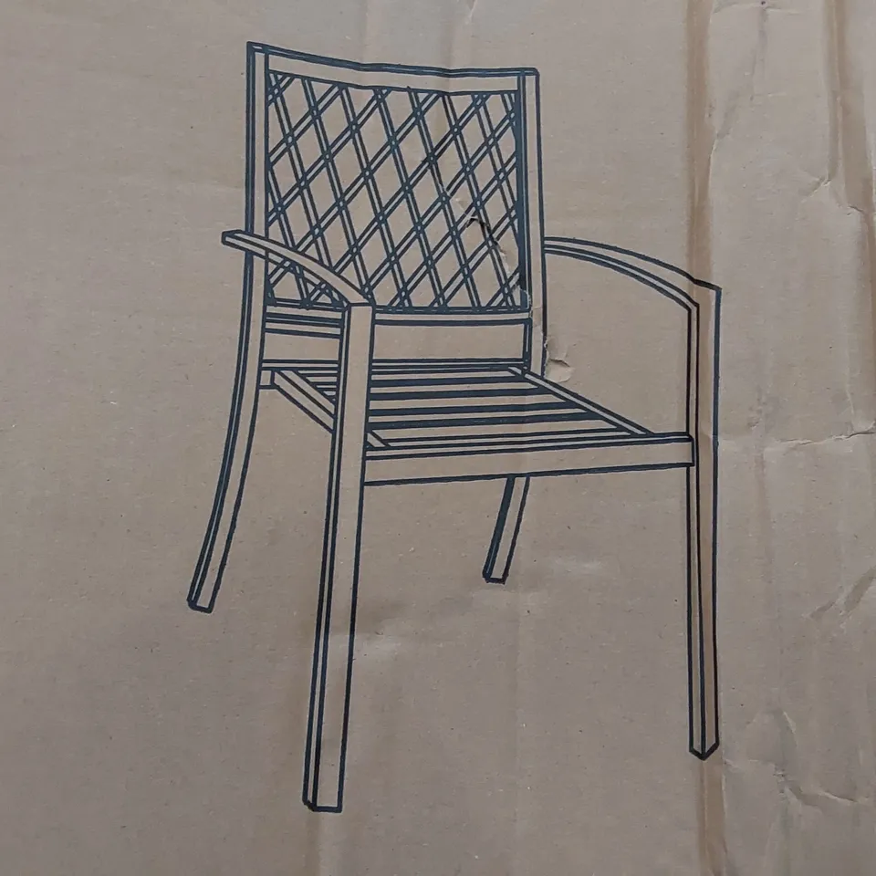 BOXED SET OF 2 BLACK METAL GARDEN CHAIRS (1 BOX)
