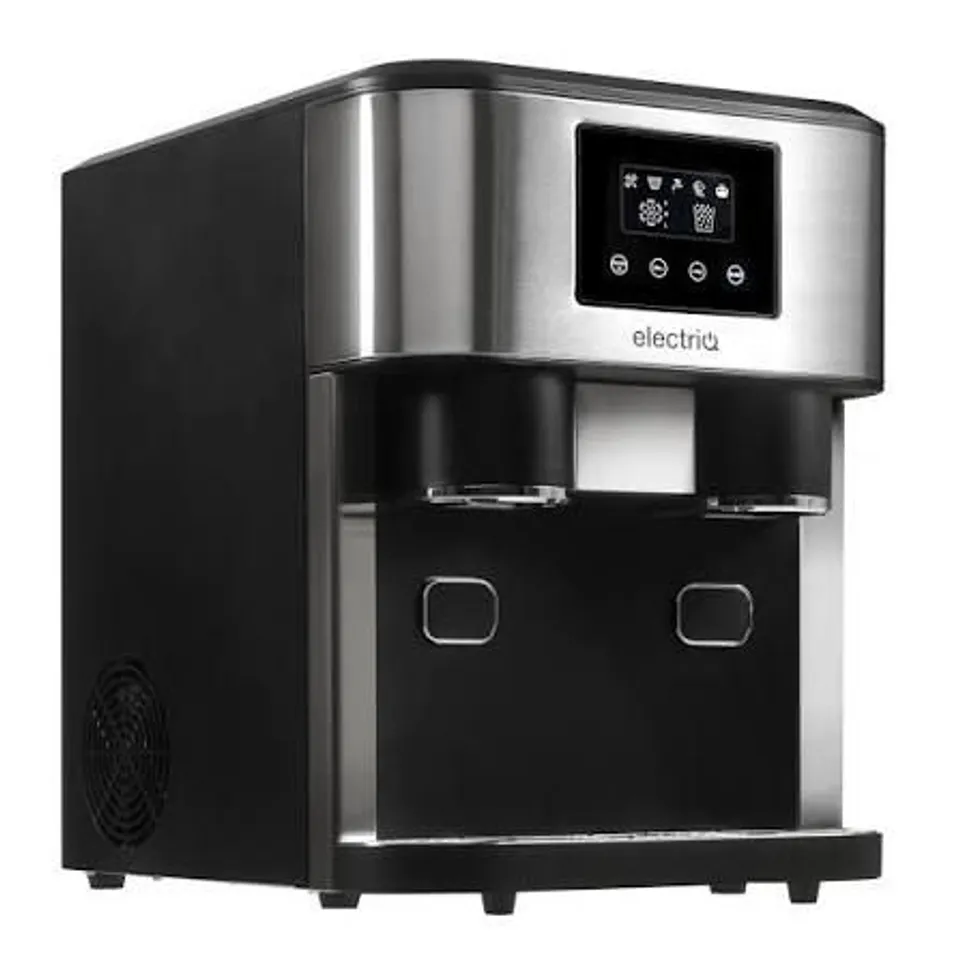 BOXED ELECTRIQ COUNTERTOP ICE MAKER WITH ICE CRUSHER AND WATER DISPENSER IN STAINLESS STEEL/BLACK