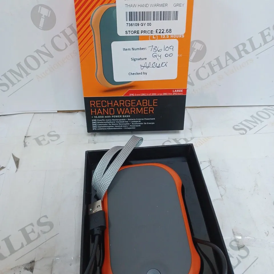 BOXED THAW HAND WARMER IN GREY