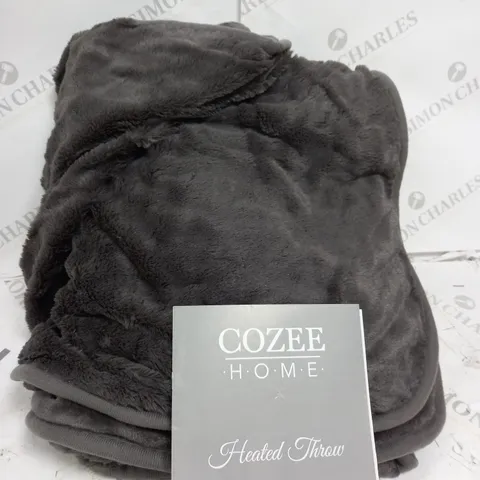 COZEE HOME VELVETSOFT HEATED THROW IN CHARCOAL 