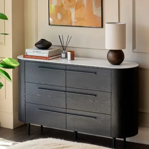 BOXED DANETTI MANHATTAN WHITE CERAMIC CHEST OF DRAWERS