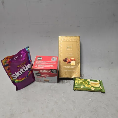 APPROXIMATELY 8 ASSORTED FOOD ITEMS TO INCLUDE - SKITTLES WILD BERRY , NUTRY NUTS PISTACHIO BUTTER CUPS ETC