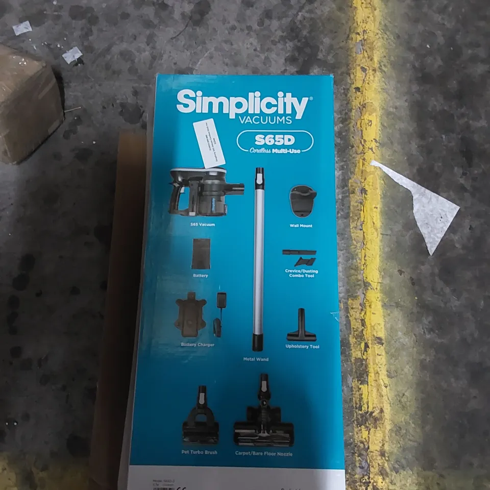 BOXED SIMPLICITY S65 DELUXE CORDLESS STICK VACUUM