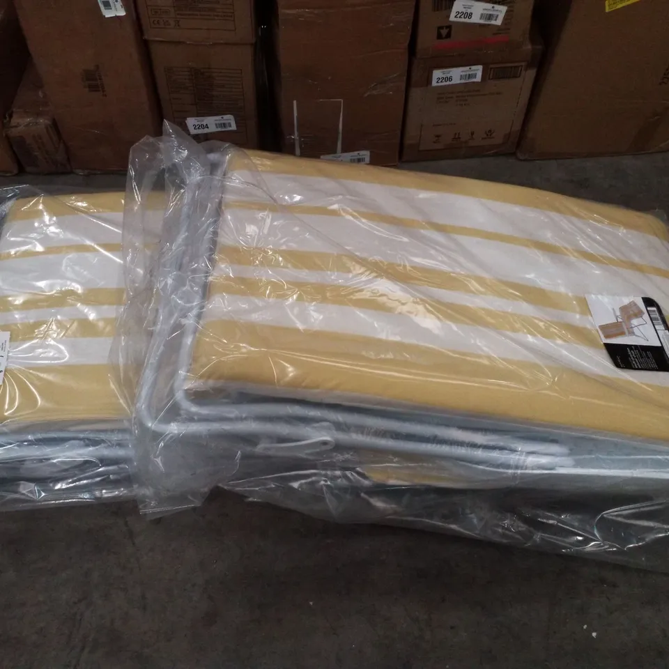 SET OF 2 YELLOW STRIPE MULTI-POSITION RELAXER CHAIRS