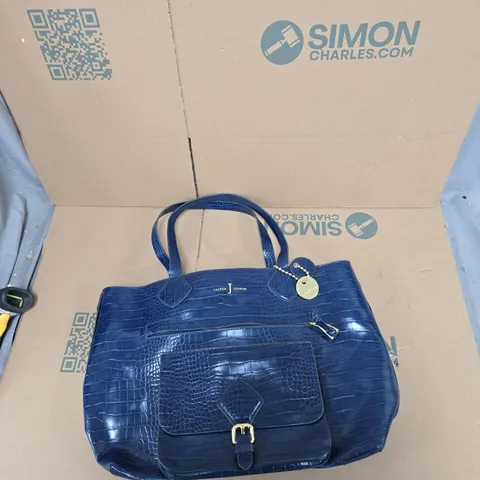 JASPER CONRAN BLUE CROCODILE-EFFECT LEATHER HANDBAG