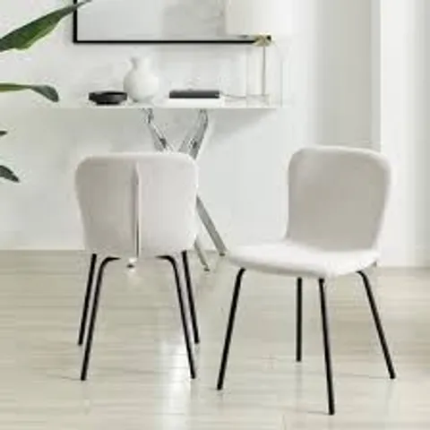 BOXED SET OF 2 ASTI CREAM LINEN EFFECT DINING CHAIRS