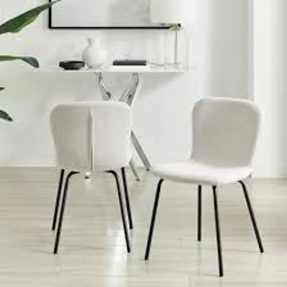 BOXED SET OF 2 ASTI CREAM LINEN EFFECT DINING CHAIRS