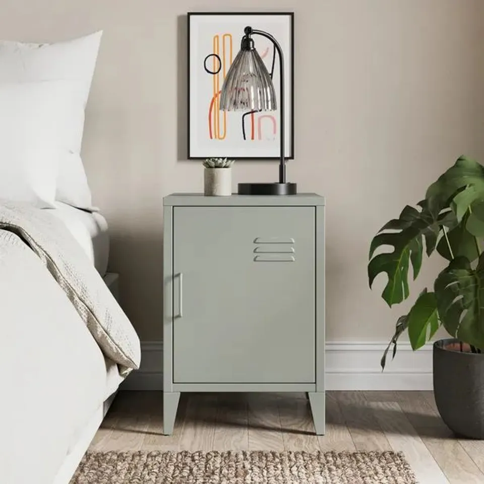 BOXED HELGA METAL BEDSIDE TABLE - SAGE (1 BOX)