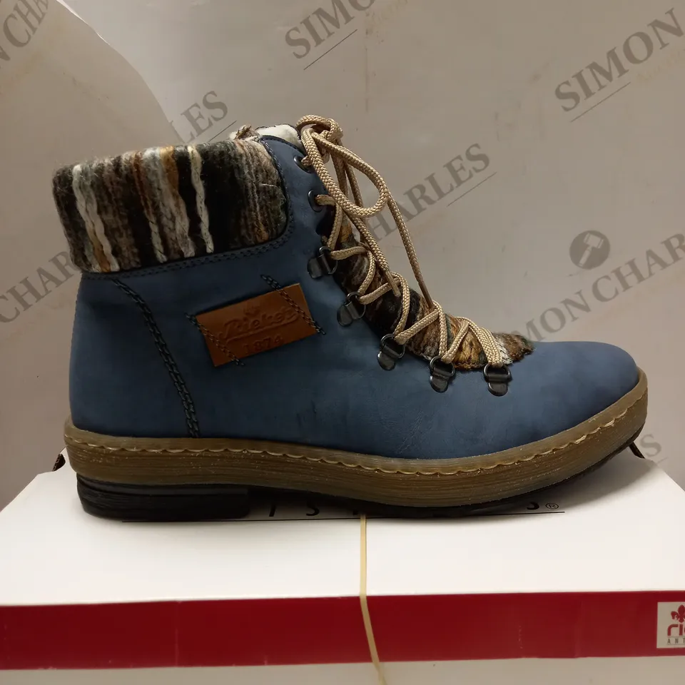 RIEKER LIGHT BLUE LACE UP ANKLE BOOTS - SIZE 7.5