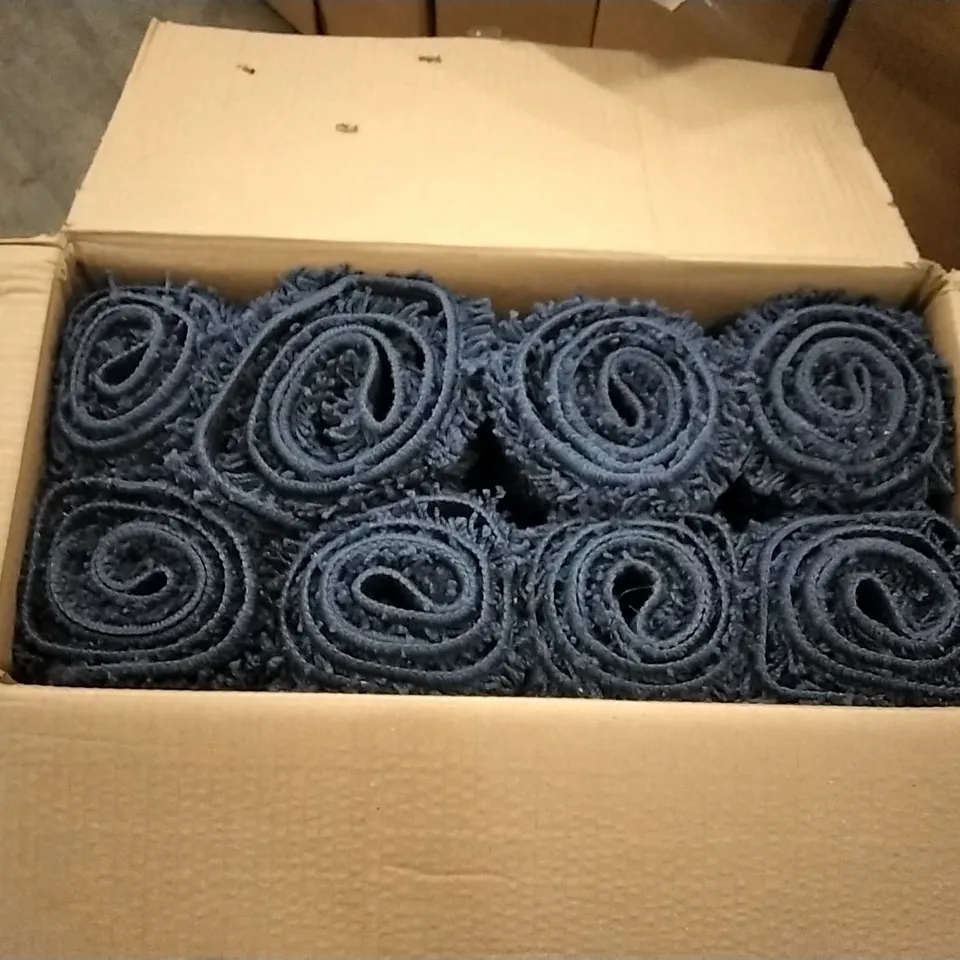 8x BRAND NEW MUDDLE WASHABLE SHAGGY RUGS - NAVY, 80 x 120cm
