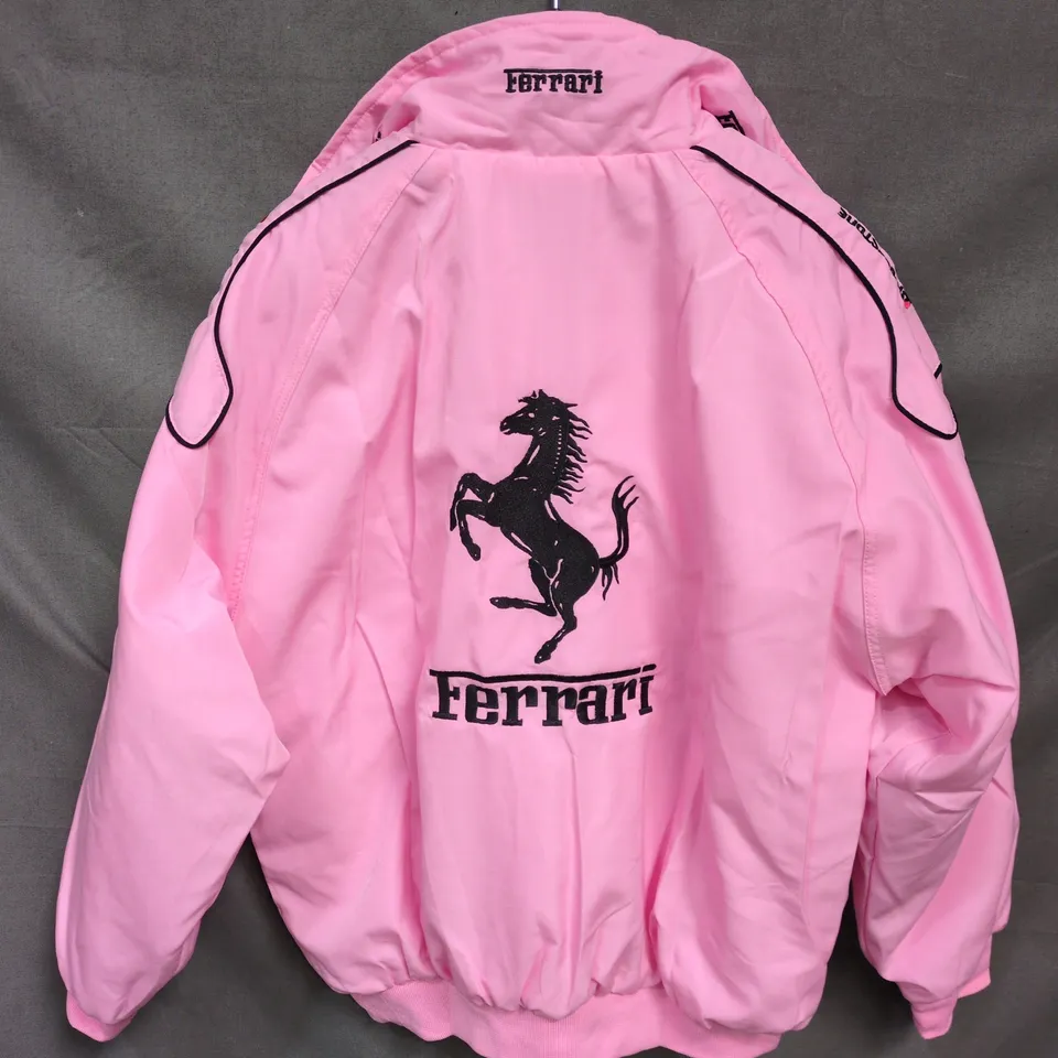 FERRARI PINK WINDBREAKER JACKET WITH LOGO PATCHES SIZE UNSPECIFIED