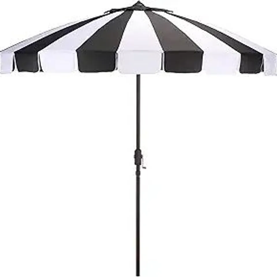 BOXED SAFAVIEH BUTI 9 FT METAL AND FABRIC CRANK UMBRELLA