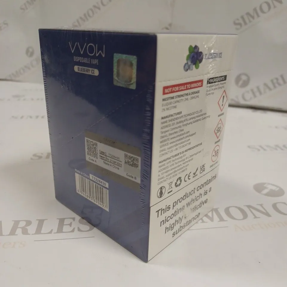 SEALED SMOK VVOW 10-PACK OF DISPOSABLE VAPES - BLUEBERRY ICE