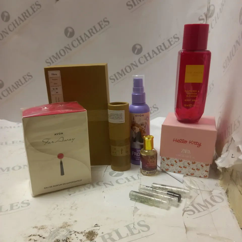 LOT OF PERFUMES TO INCLUDE AVON FAR AWAY, ZARA HELLO KITTY, ETC