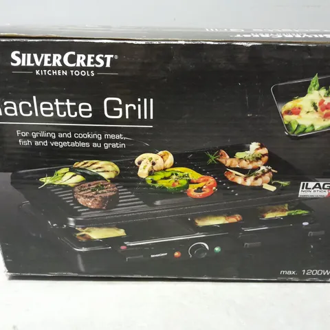 BOXED SILVER CREST RACLETTE GRILL 