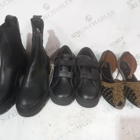 BOX OF APPROXIMATELY 10 ASSORTED PAIRS OF SHOES AND FOOTWEAR ITEMS IN VARIOUS STYLES AND SIZES TO INCLUDE GEORGE, 2S STYLO, ETC