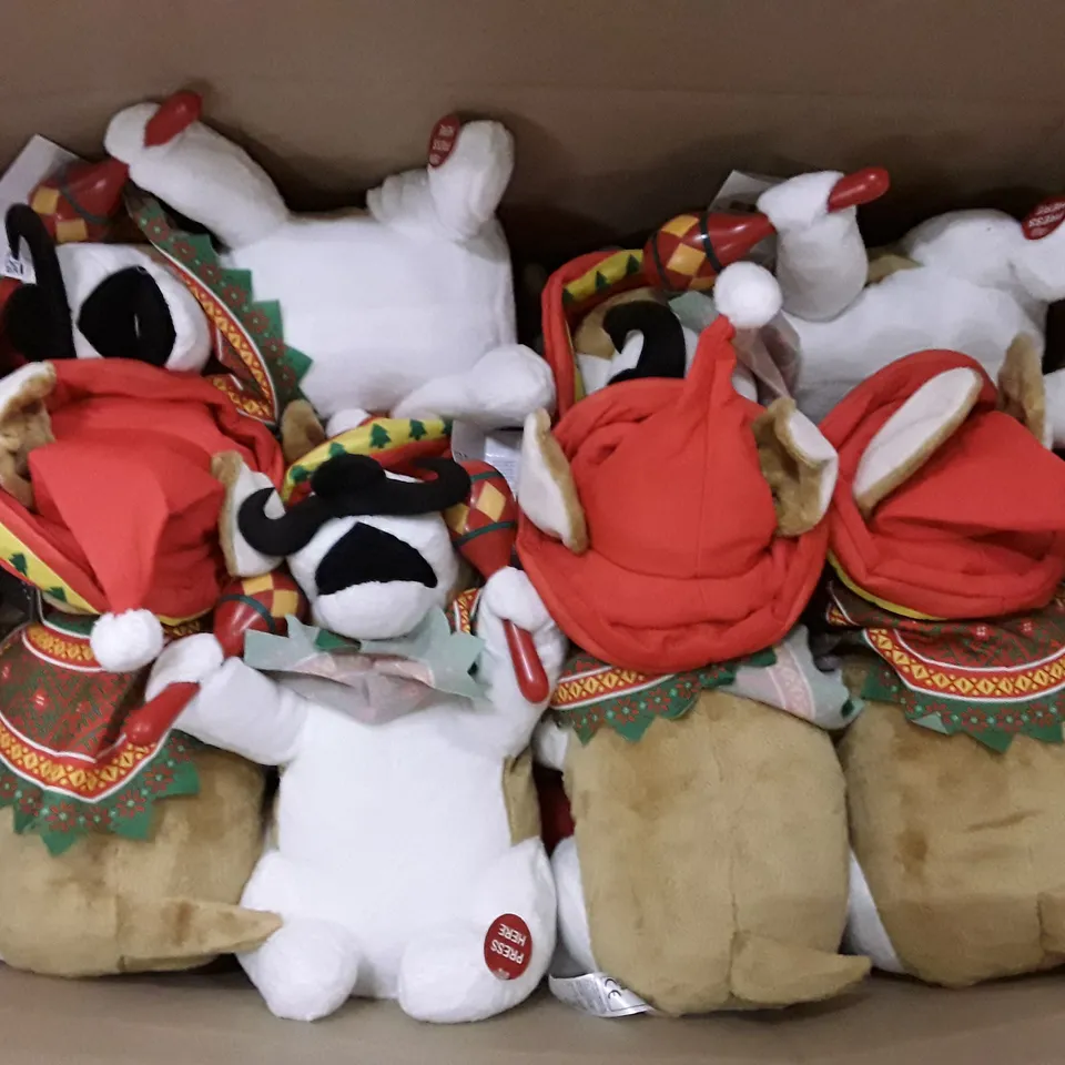 BOX CONTAINING APPROXIMATELY 16 BRAND NEW ANIMATED DOG PLAYING MACARENAS