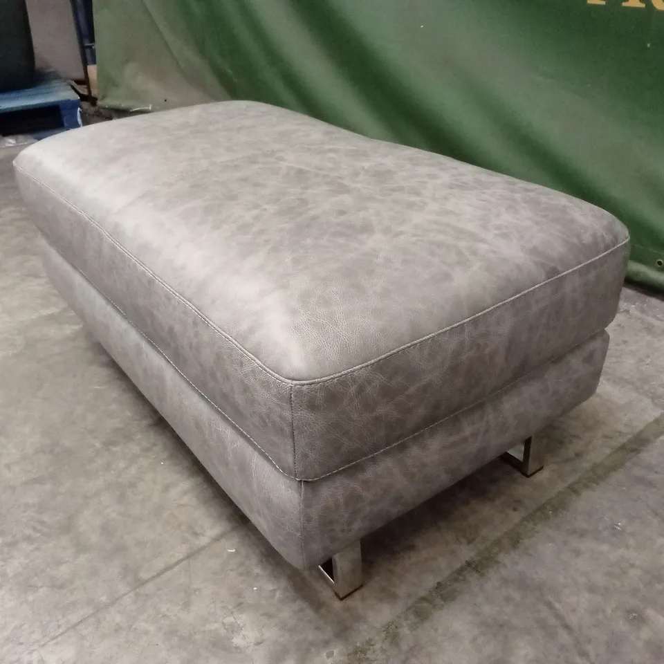 QUALITY DESIGNER ITALIAN MADE CARLO LEATHER FOOTSTOOL - FOSSIL