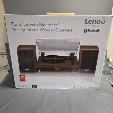 LENCO LS-100WD TURNTABLE WITH BLUETOOTH RECEPTION AND WOODEN SPEAKERS