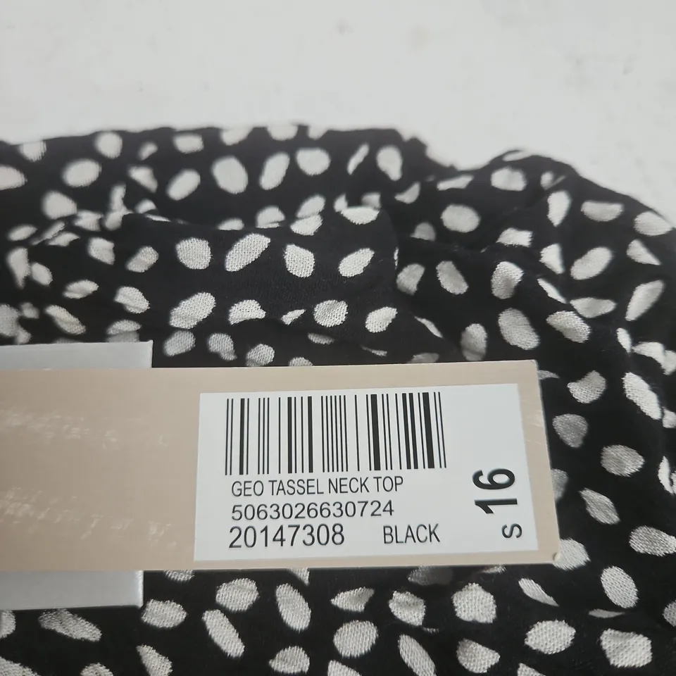 ROMAN POLKA-DOT GEO TASSEL-NECK TOP UK 16  