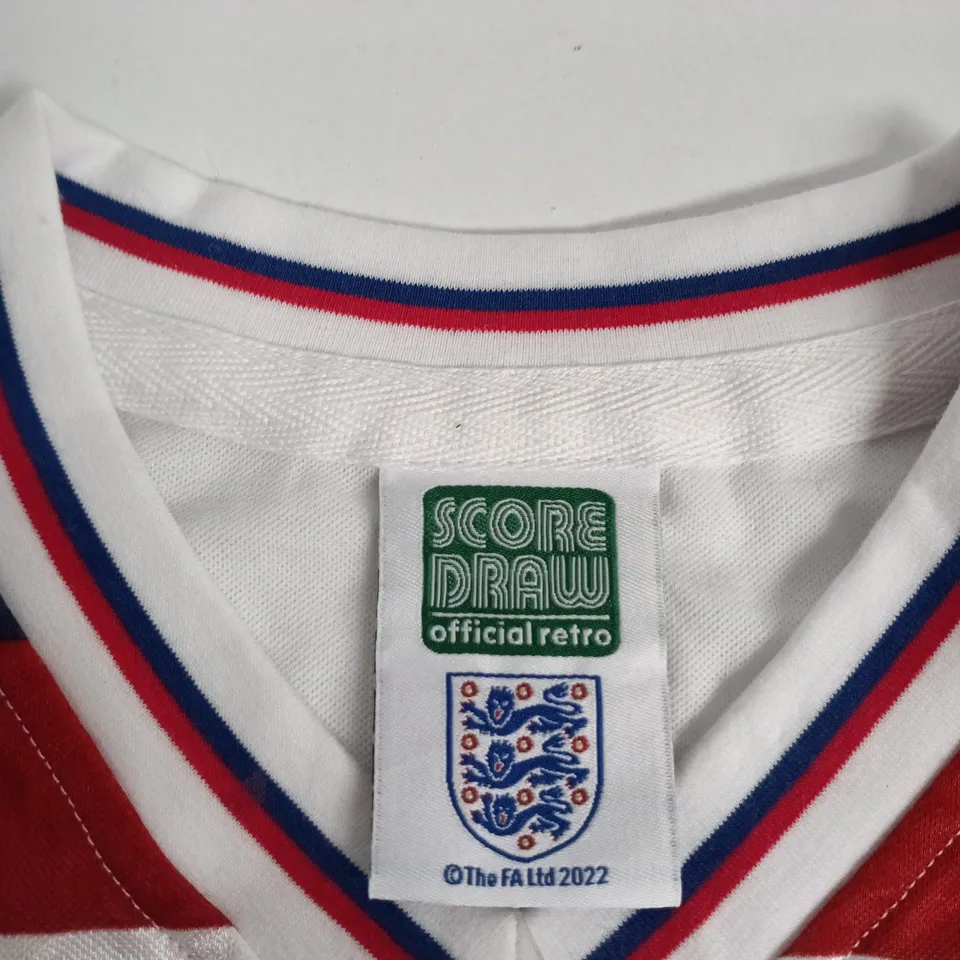 SCORE DRAW OFFICIAL RETRO ENGLAND FOOTBALL SHIRT – UK SIZE S