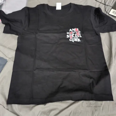 BLACK COTTON T-SHIRT, SIZE S (160/80A) WITH CHEST GRAPHIC (VERIFY MODEL)