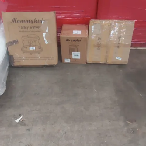 PALLET OF ASSORTED PRODUCTS AND ITEMS TO INCLUDE:AIR COOLER,SAFELY WALKER,DINING CHAIR.