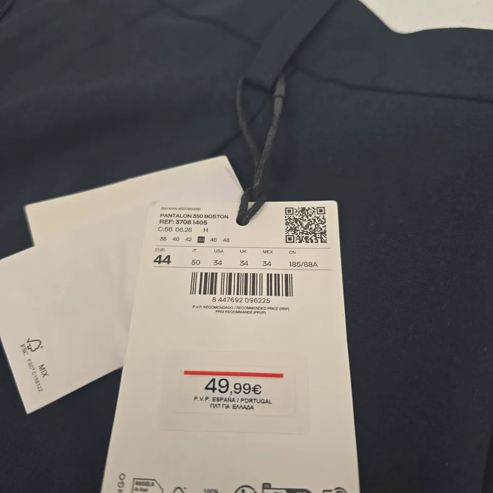 MANGO PANTALON 350 BOSTON NAVY TROUSERS – UK 34 (EU 44)