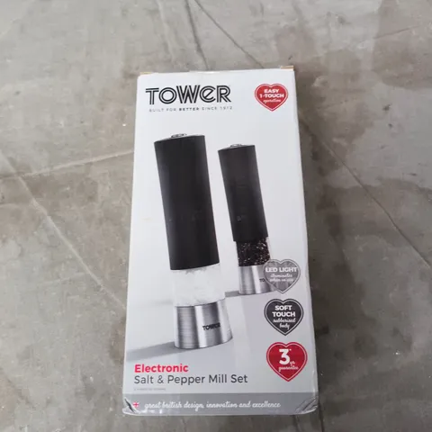 TOWER ELECTRONIC SALT & PEPPER MILL SET (BOXED)
