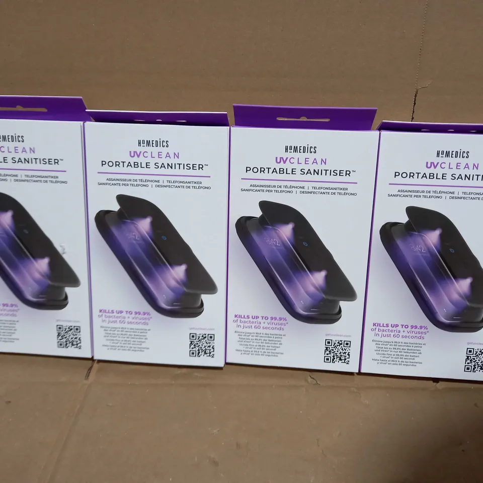 BOX OF 4 HOMEDICS UV-CLEAN PORTABLE SMARTPHONE SANITISERS