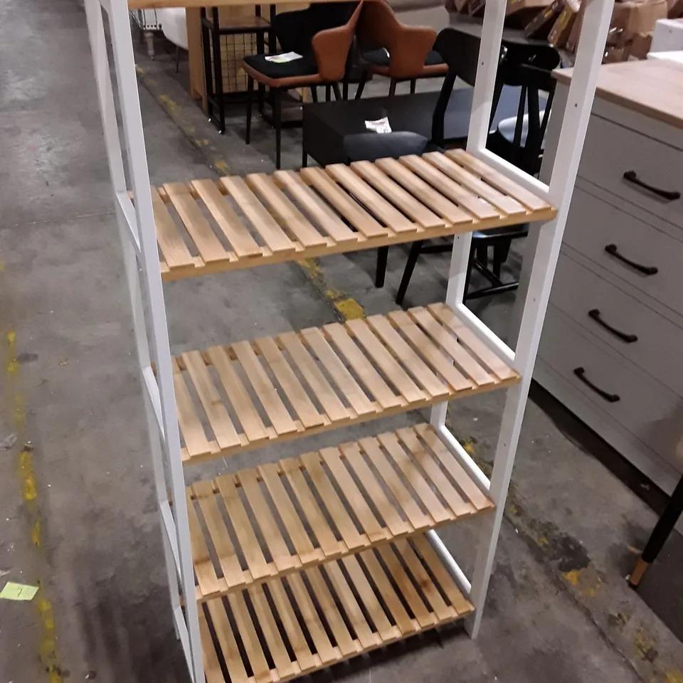 5 TIER BAMBOO 130×60CM BATHROOM SHELF - WHITE/NATURAL