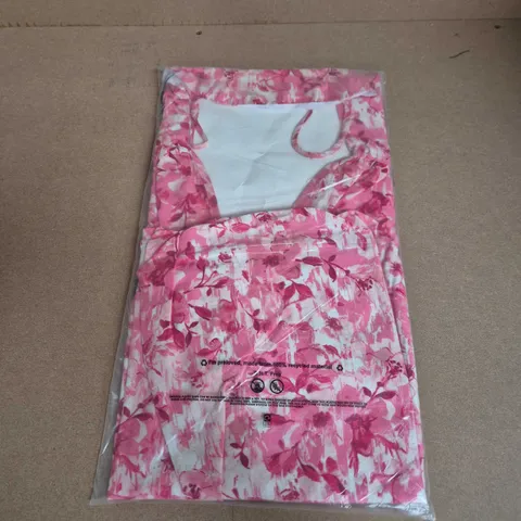 BAGGED ROMAN P BUBBLE HEM DRESS IN FLORAL PINK - SIZE 12