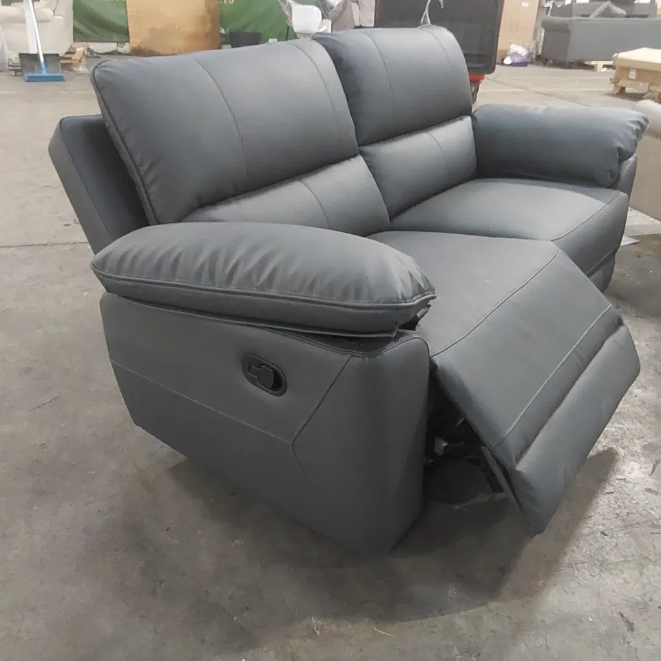 QUALITY DESIGNER SEVILLE 3 SEATER RECLINER SOFA, GREY PREMIUM FAUX LEATHER