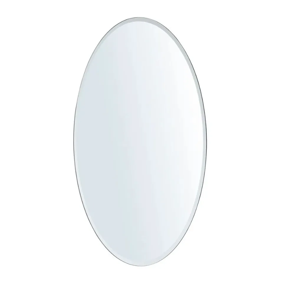 BOXED MODERN FRAMELESS OVAL WALL MOUNTED MIRROR, CD0561 (1 BOX)