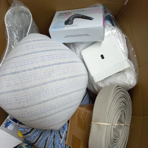 APPROXIMATELY 15 ASSORTED HOUSEHOLD PRODUCTS TO INCLUDE WIFI BOX, MASSAGE SHOULDER PAD AND PILLOW