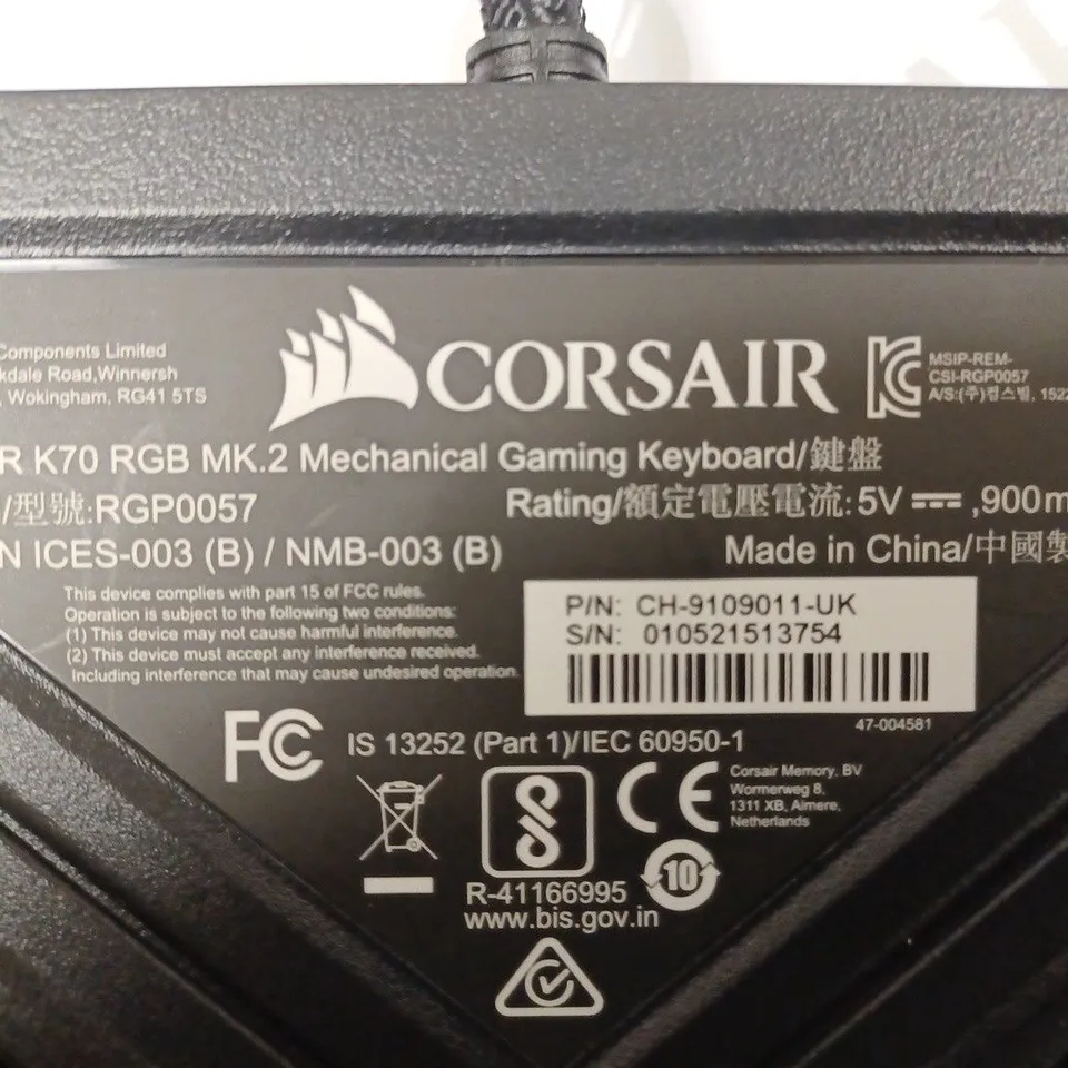 CORSAIR K70 RGB MK.2 MECHANICAL GAMING KEYBOARD 