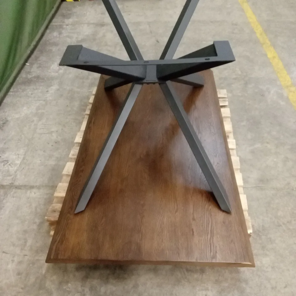 QUALITY DESIGNER RECTANGULAR WOOD TOP DINING TABLE