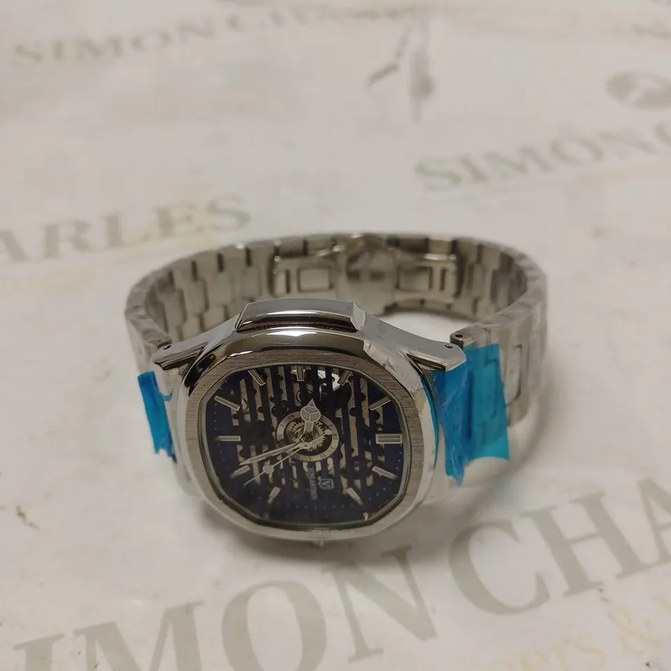 MENS VONLANTHEN AUTOMATIC WATCH – SKELETON DIAL – STAINLESS STEEL STRAP – GLASS EXHIBITION BACK CASE