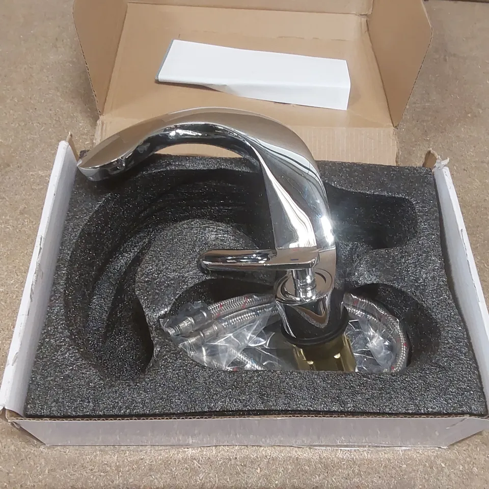 BOXED BATHROOM BASIN SINK MIXER TAP CHROME WATERFALL SINGLE LEVER HANDLE FAUCET MODERN