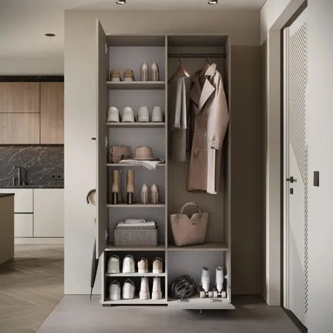 BOXED HALL TREE 90cm WIDE WITH SHOW STORAGE - GREY (2 BOXES)