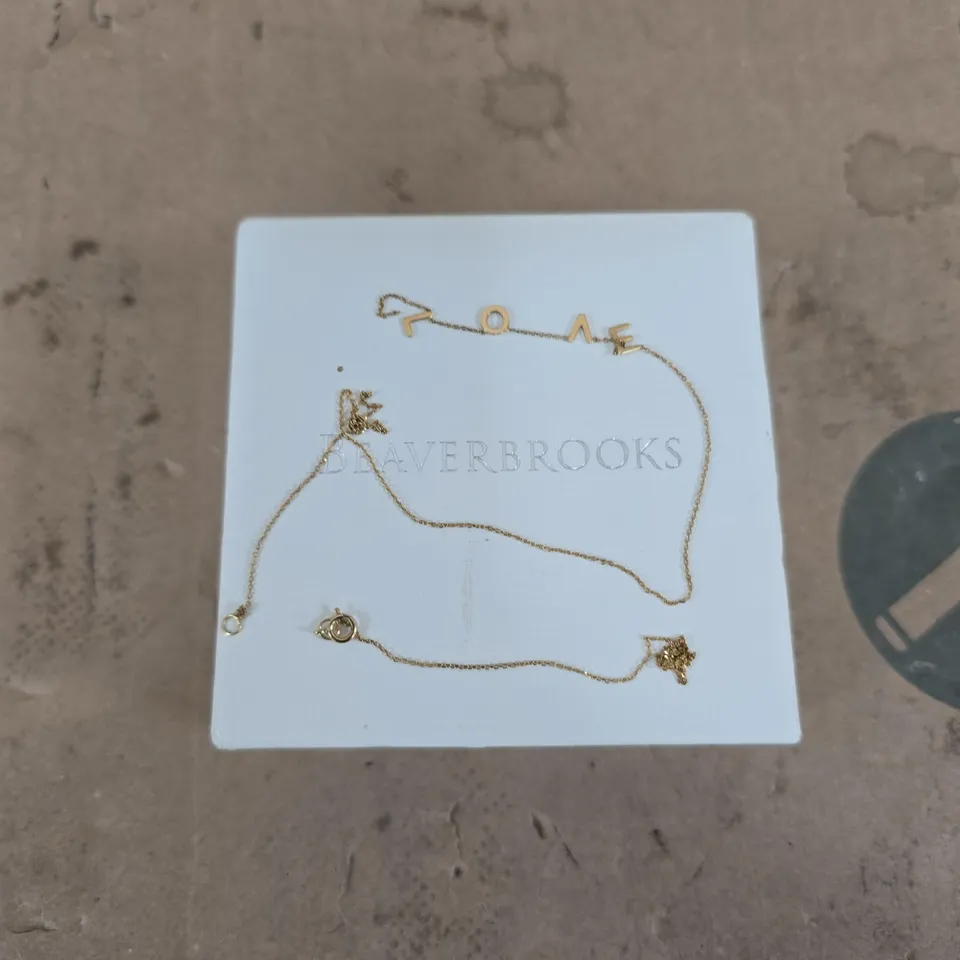 BEAVERBROOKS GOLD CHAIN LINK 'LOVE' NECKLACE 