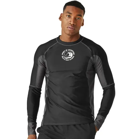 BRAND NEW REGATTA MENS LONG SLEEVE RASH VEST IN BLACK - XXL