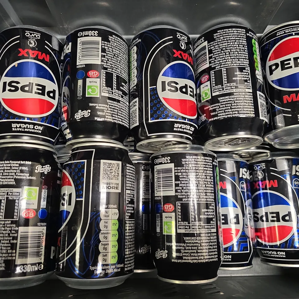 APPROXIMATELY 14 ASSORTED DRINKS ITEMS TO INCLUDE - PEPSI MAX , BAR LEMONADE 