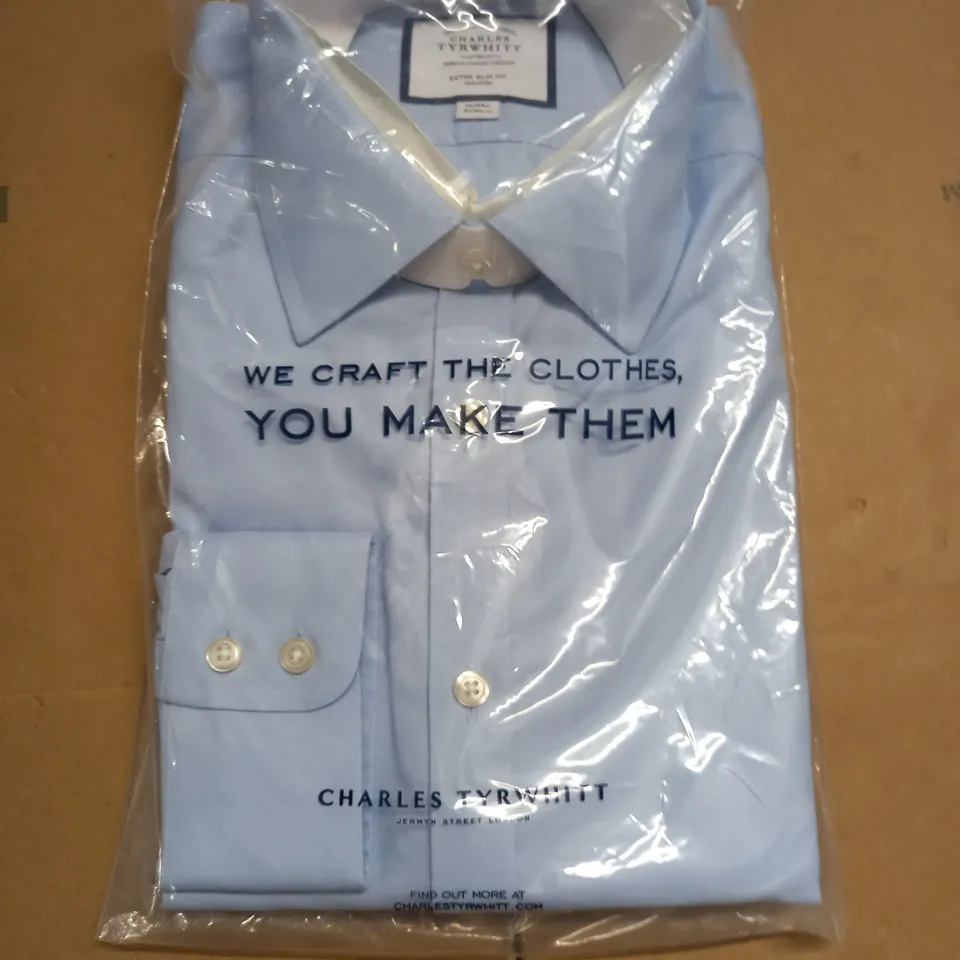 CHARLES TYRWHITT EXTRA SLIM FIT BLUE LS SHIRT - 16/34"