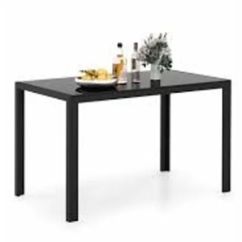 BOXED COSTWAY GLASS KITCHEN TABLE FOR 4 PEOPLE WITH METAL FRAME - IDEAL FOR YOUR DINING ROOM - 120 X 70 X 75 CM - BLACK 
