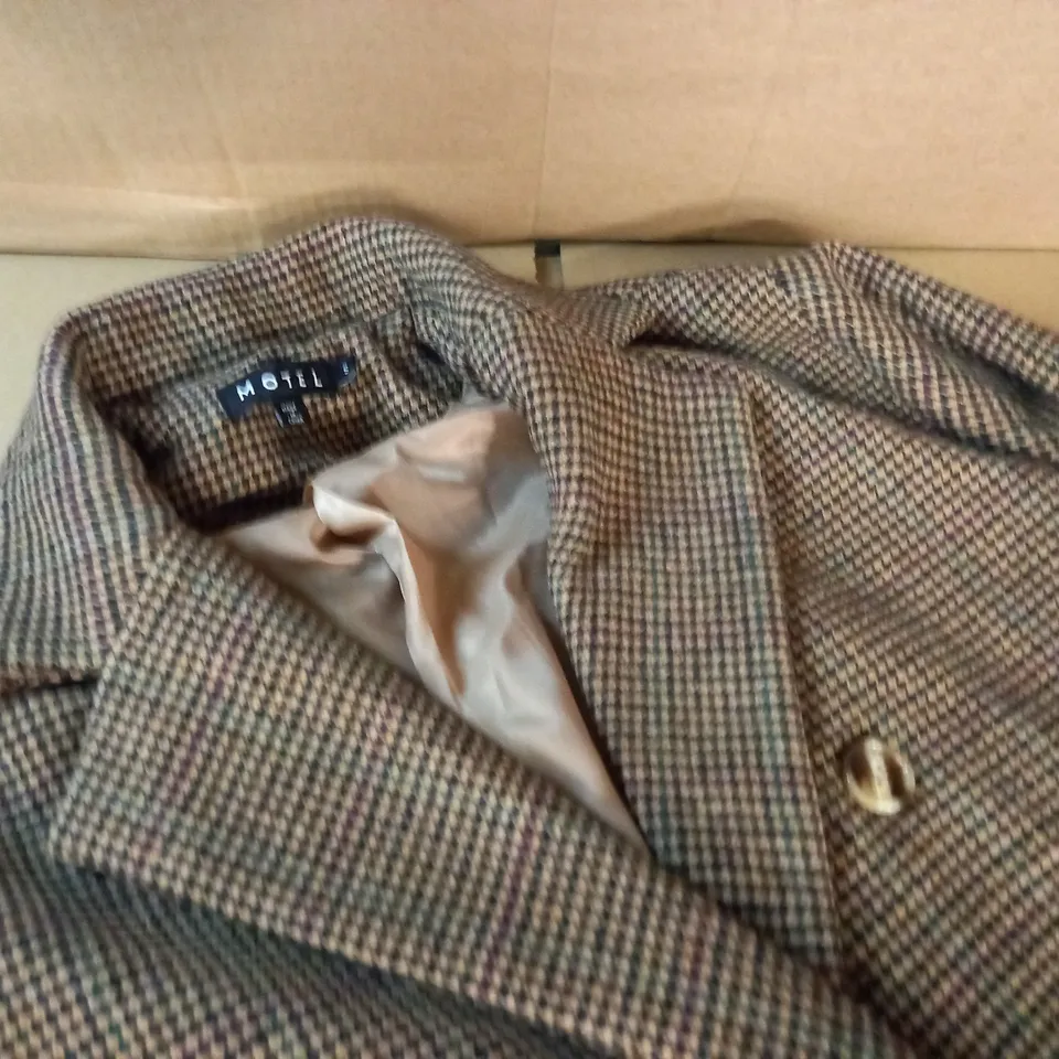 MOTEL BROWN HOUNDSTOOTH BUTTON FRONT COAT - S