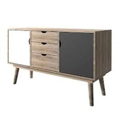BRAND NEW BOXED SCANDI OAK 2 DOOR SIDEBOARD IN GREY (2 BOXES)