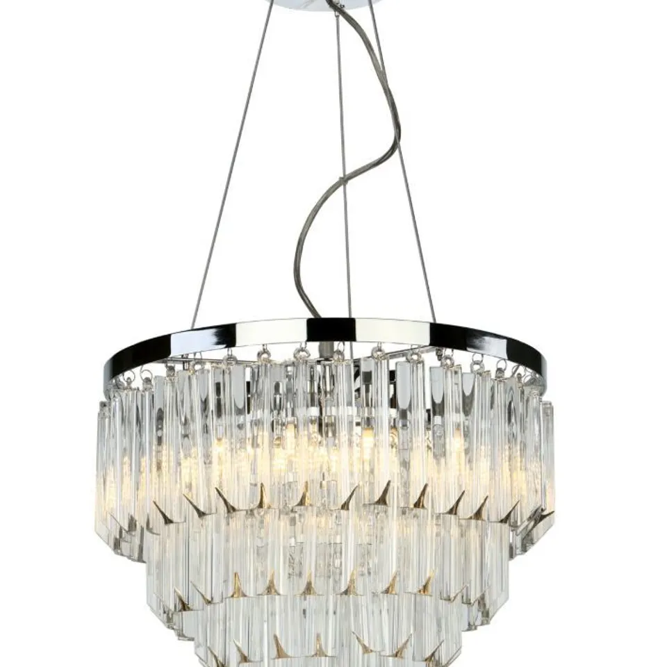 BOXED DAR LIGHTING FAME 5 LIGHT PENDANT POLISHED CHROME GLASS 5 X 40W MAX G9 LAMP NOT INCLUDED